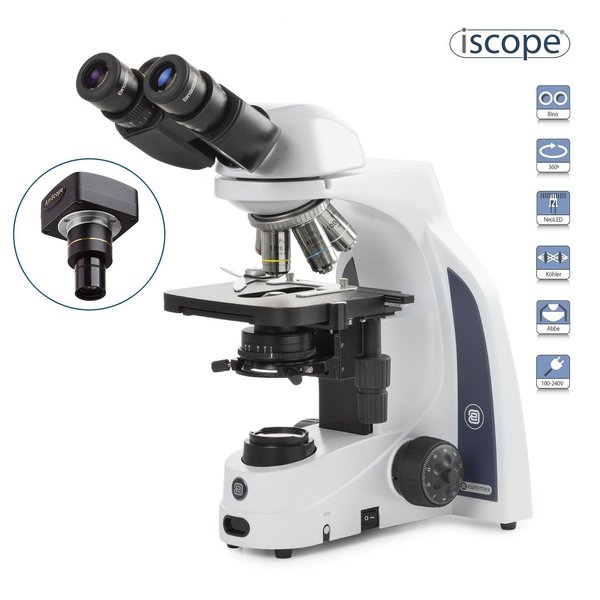 Euromex iScope 40X-1000X Binocular Compound Microscope w/ 5MP USB 2 Digital Camera & E-plan Objectives IS1152-EPL-5M